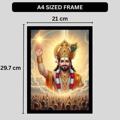 Khatu Shyam Ji Golden Frame Wall Art | HD Gloss Finish Devotional Portrait | Premium Hindu Religious Photo Frame for Home, Mandir & Office Decor