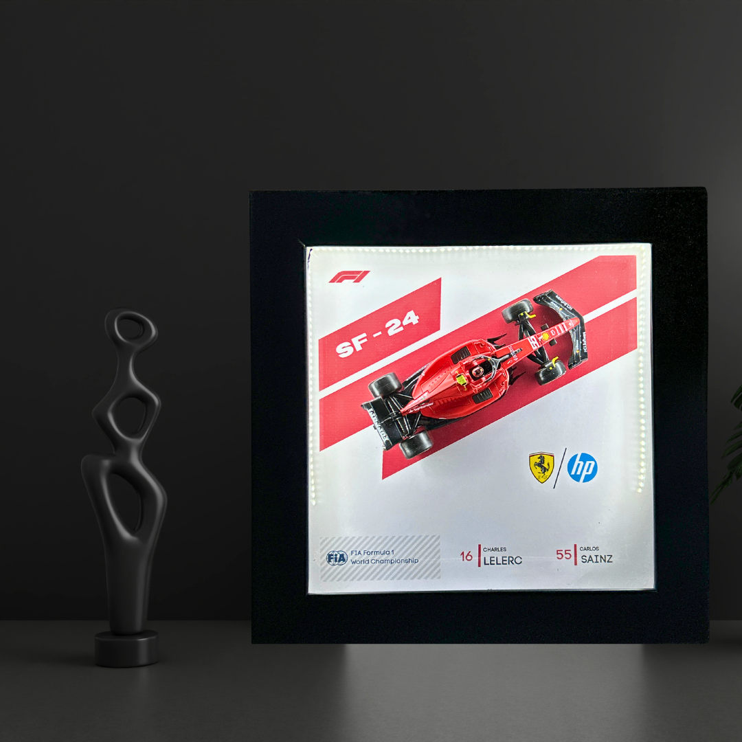 BBuragos Scuderia Ferrari F1 SF-24 Diecast Car Frame 1:43 - 3D Wall Art (Limited Edition)