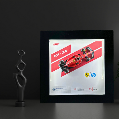 BBuragos Scuderia Ferrari F1 SF-24 Diecast Car Frame 1:43 - 3D Wall Art (Limited Edition)