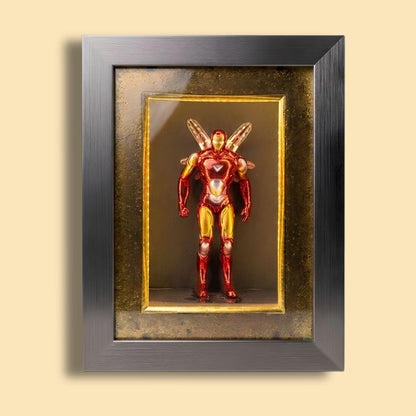 Marvel Iron Man LED Shadow Box Frame | Premium 3D Iron Man Action Figure Display Case | Superhero Collectible Shadow Box with LED Light | Wall Mounted & Tabletop Display | Gift for Marvel Fans