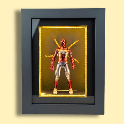 Marvel Spider-Man Shadow Box Frame with LED Light | Premium 3D Spider-Man Action Figure Display Case | Collectible Superhero Shadow Box Frame | Wall Mounted & Tabletop Display | Gift for Marvel Fans