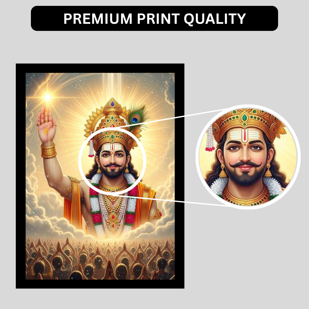 Khatu Shyam Ji Golden Frame Wall Art | HD Gloss Finish Devotional Portrait | Premium Hindu Religious Photo Frame for Home, Mandir & Office Decor