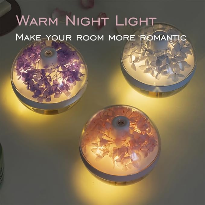 Flower Humidifier – Cute USB Cool Mist Humidifier with LED Night Light for Bedroom