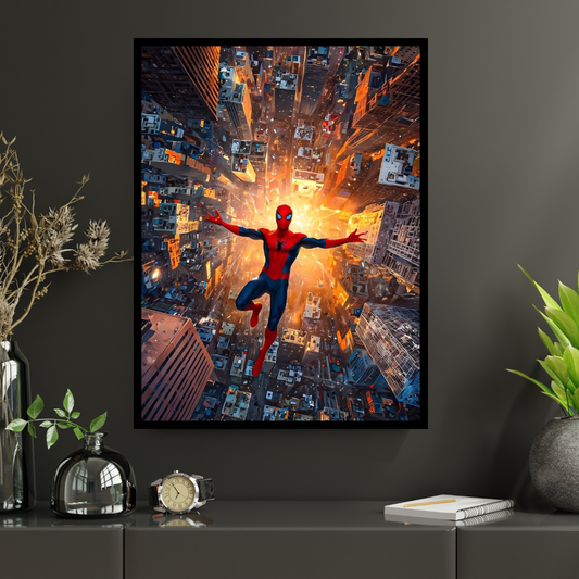 Premium Spider-Man Wall Art – Aesthetic 2D Frame for Home & Office Decor | Marvel Superhero Collectible