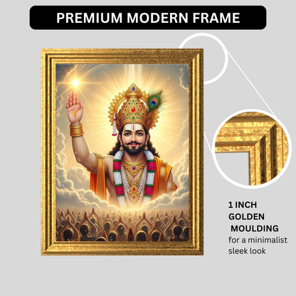 Khatu Shyam Ji Golden Frame Wall Art | HD Gloss Finish Devotional Portrait | Premium Hindu Religious Photo Frame for Home, Mandir & Office Decor