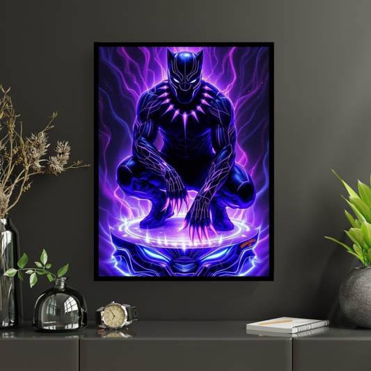 Premium Black Panther Wall Art – Aesthetic 2D Frame for Home & Office Decor | Marvel Superhero Collectible