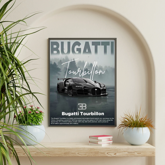 Bugatti Tourbillon Car Wall Art – Premium Automotive Decor for Car Enthusiasts