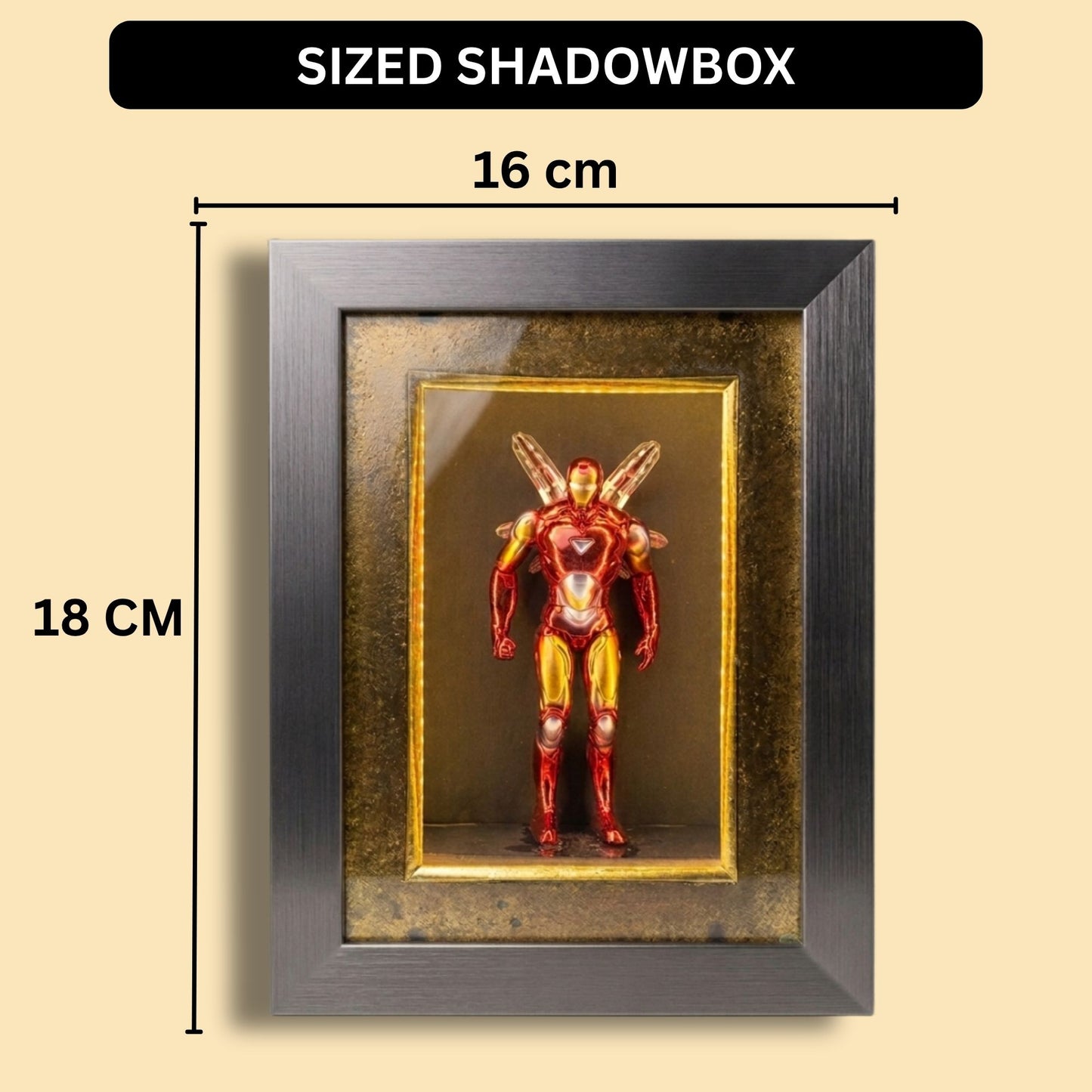 Marvel Iron Man LED Shadow Box Frame | Premium 3D Iron Man Action Figure Display Case | Superhero Collectible Shadow Box with LED Light | Wall Mounted & Tabletop Display | Gift for Marvel Fans