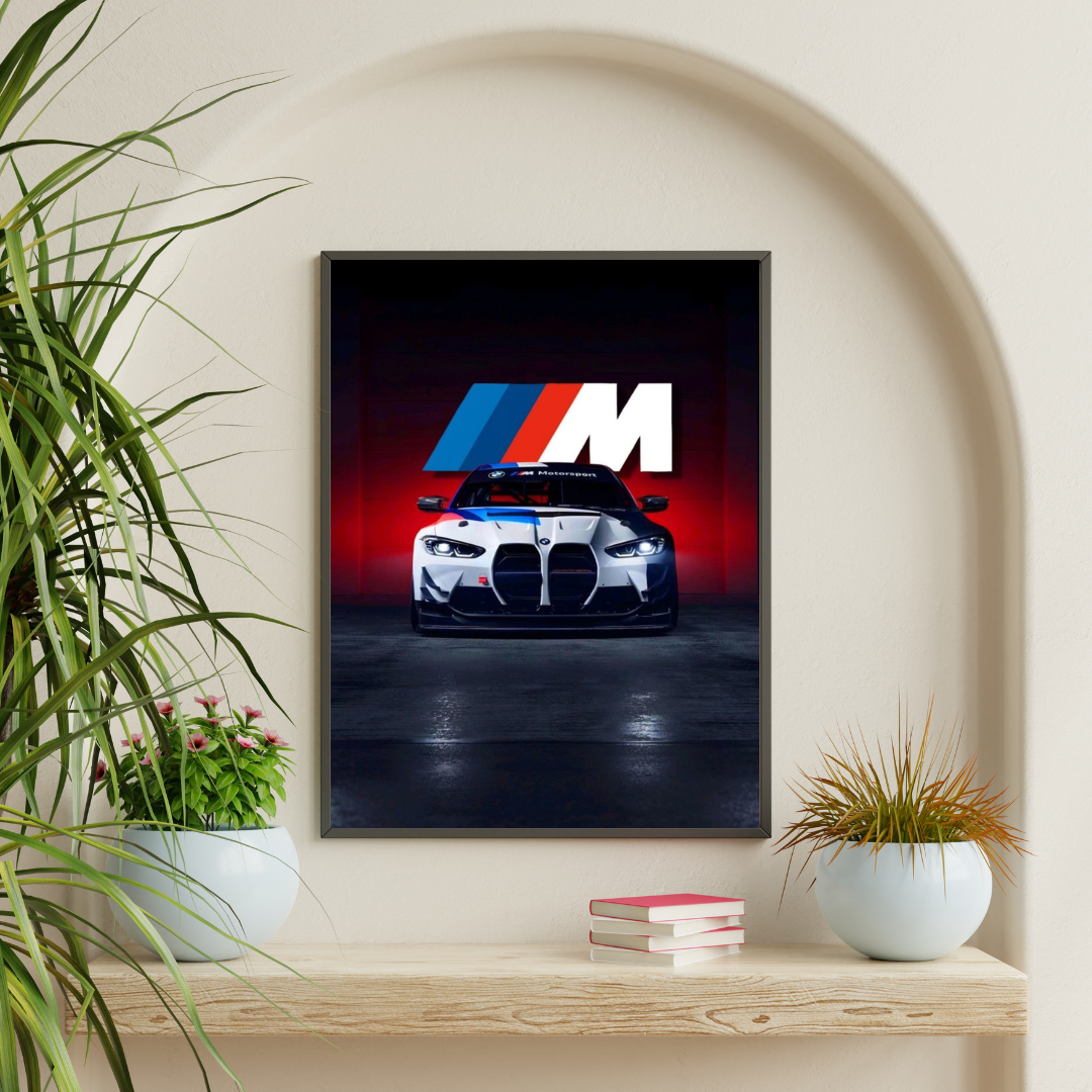 BMW M8 Sport Framed Car Wall Art – Premium Automotive Decor for Car Enthusiasts