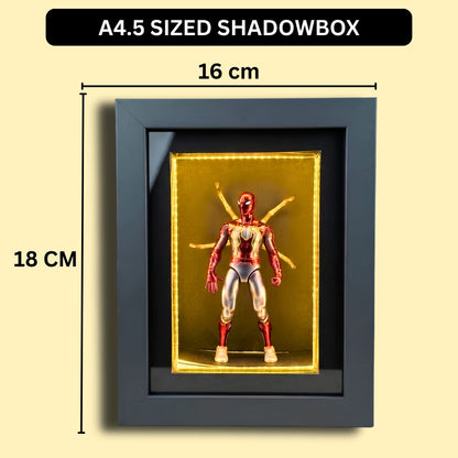 Marvel Spider-Man Shadow Box Frame with LED Light | Premium 3D Spider-Man Action Figure Display Case | Collectible Superhero Shadow Box Frame | Wall Mounted & Tabletop Display | Gift for Marvel Fans