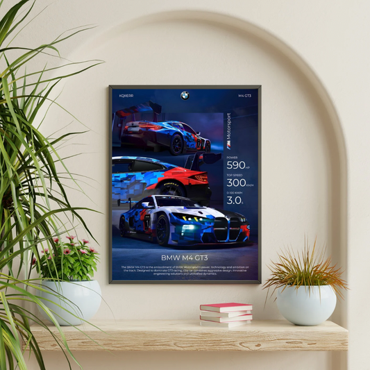 BMW M4 GT3 Car Wall Art – Premium Automotive Decor for Car Enthusiasts