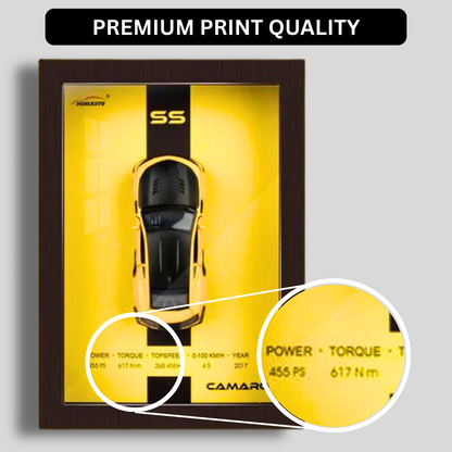 Chevrolet Camaro SS Diecast Car Frame 1:32  – 3D Wall Art