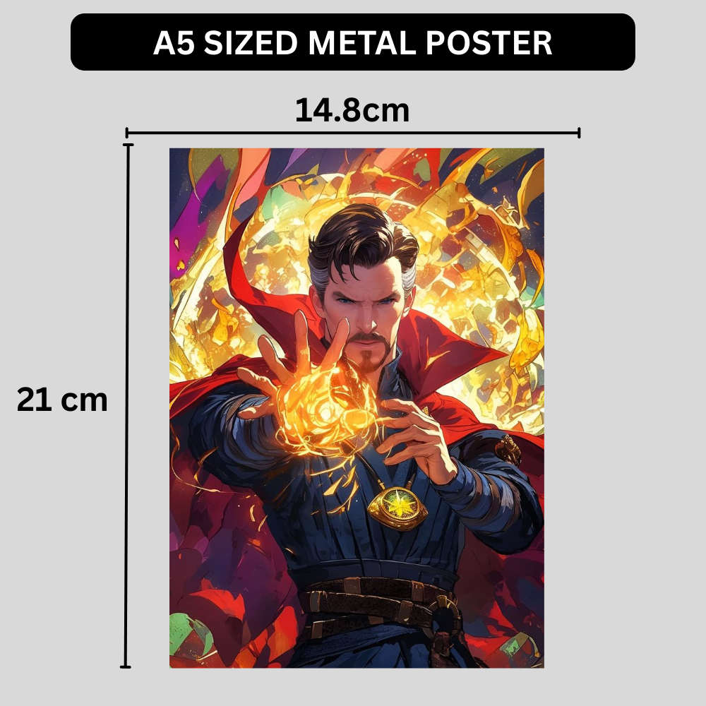 Premium Glossy Aluminium Metal Poster – Doctor Strange Inspired Mystic Magic Artwork | HD Printed Aluminium Wall Decor for Bedroom, Gaming Room, Office & Studio | Waterproof, Fade-Proof Superhero Wall Frame