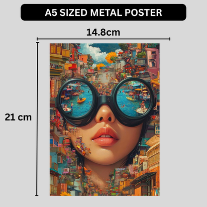 Premium Glossy Aluminium Metal Poster – Surreal City Reflection Art | Luxury HD Printed Aluminium Wall Decor for Bedroom, Living Room, Office & Studio | Waterproof, Fade-Proof Modern Art Frame