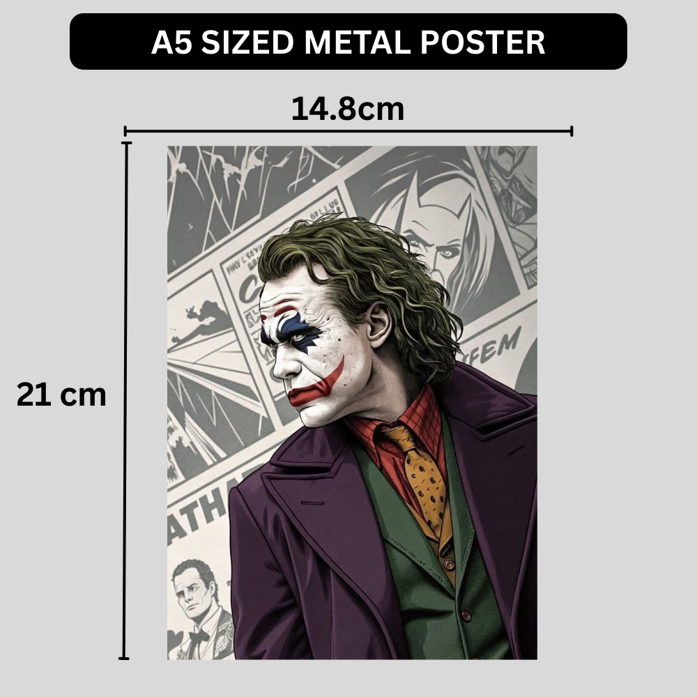 Premium Glossy Aluminium Metal Poster – Jok3r-Inspired Comic Artwork | HD Printed Aluminium Wall Decor for Bedroom, Gaming Room, Office & Studio | Waterproof, Fade-Proof Premium Wall Frame