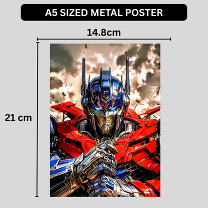 Premium Glossy Aluminium Metal Poster – 0ptimus Prime Inspired Cyber Mech Artwork | HD Printed Aluminium Wall Decor for Bedroom, Gaming Room, Office & Studio | Waterproof, Fade-Proof Sci-Fi Wall Frame