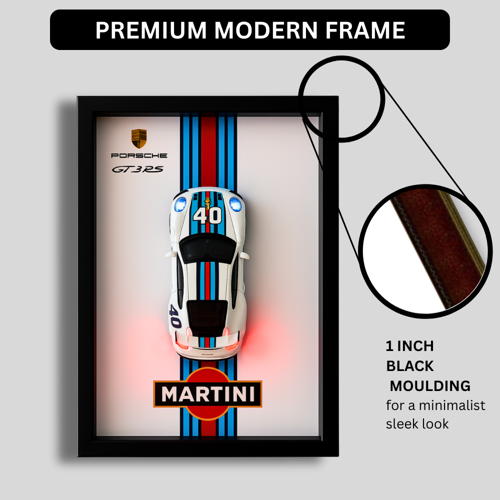 Porsche GT3RS Martini 3D Supercar Wall Art – Diecast Car 1:32 Model