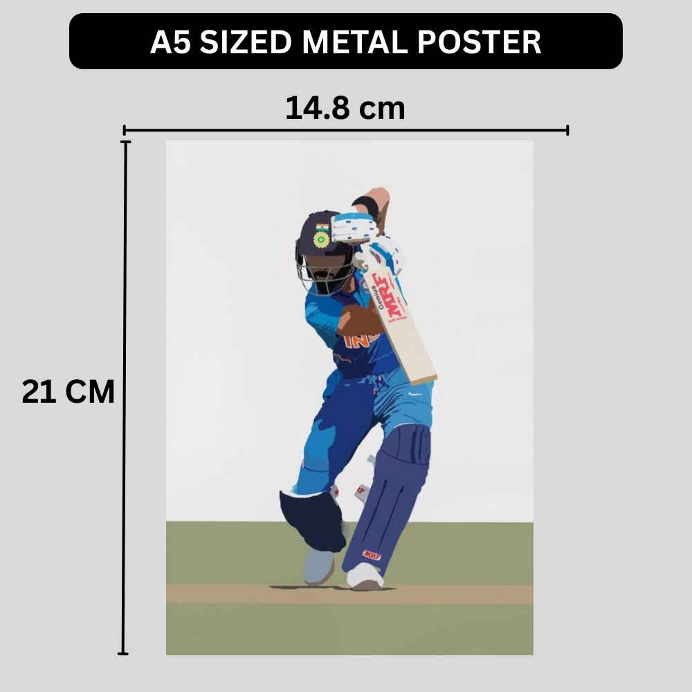 Premium Aluminium Glossy Frame | Cricket Wall Art | Metal Poster for Home Decor | Lightweight & Waterproof Panel | Perfect Gift for Cricket Lovers | Bedroom, Living Room, Office Decoration
