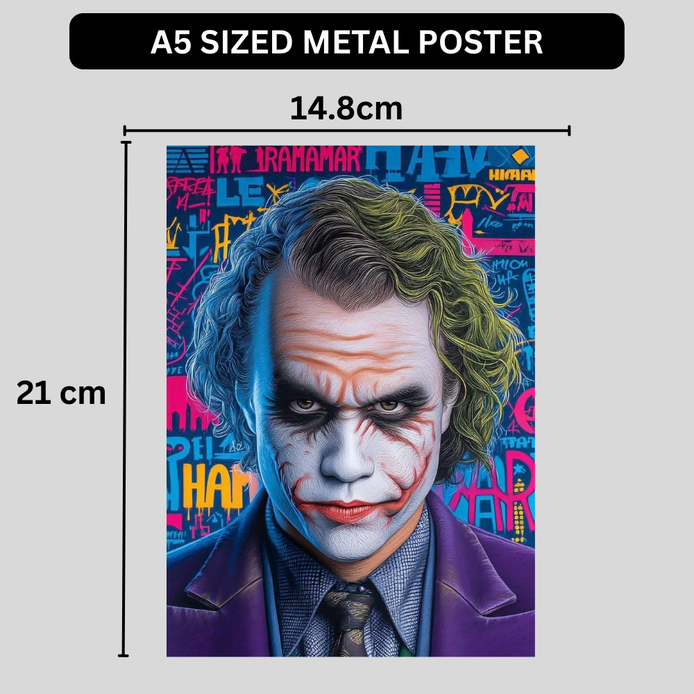 Premium Glossy Aluminium Metal Poster – Joker-Inspired Chaos Artwork | HD Printed Aluminium Wall Decor for Bedroom, Living Room, Gaming Room & Office | Waterproof, Fade-Proof Modern Wall Frame