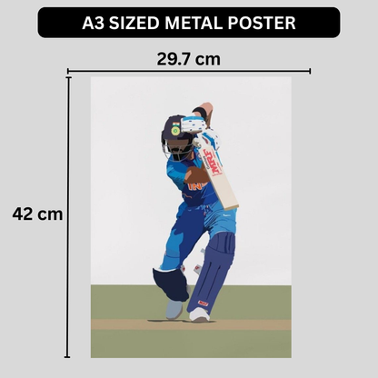 Premium Aluminium Glossy Frame | Cricket Wall Art | Metal Poster for Home Decor | Lightweight & Waterproof Panel | Perfect Gift for Cricket Lovers | Bedroom, Living Room, Office Decoration
