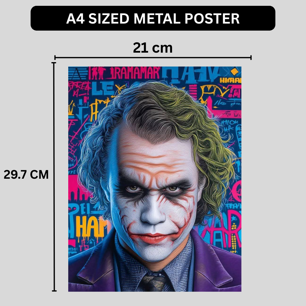Premium Glossy Aluminium Metal Poster – Joker-Inspired Chaos Artwork | HD Printed Aluminium Wall Decor for Bedroom, Living Room, Gaming Room & Office | Waterproof, Fade-Proof Modern Wall Frame