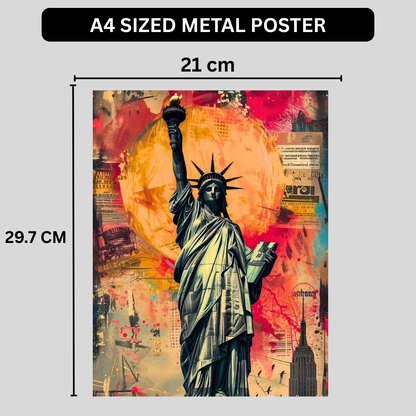 Premium Glossy Aluminium Metal Poster – Statue of Liberty Graffiti Art | HD Printed Aluminium Wall Decor for Living Room, Bedroom, Office & Studio | Waterproof, Fade-Proof Modern Wall Frame