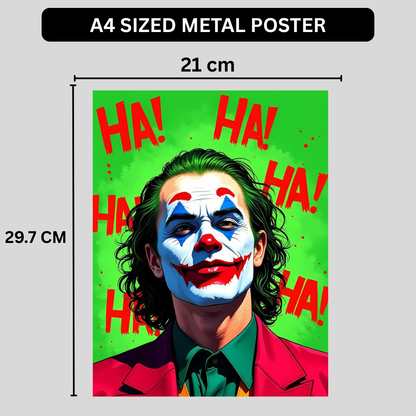 Premium Glossy Aluminium Metal Poster – Joker-Inspired Iconic Villain Artwork | HD Printed Aluminium Wall Decor for Bedroom, Gaming Room, Office & Studio | Waterproof, Fade-Proof Stylish Wall Frame