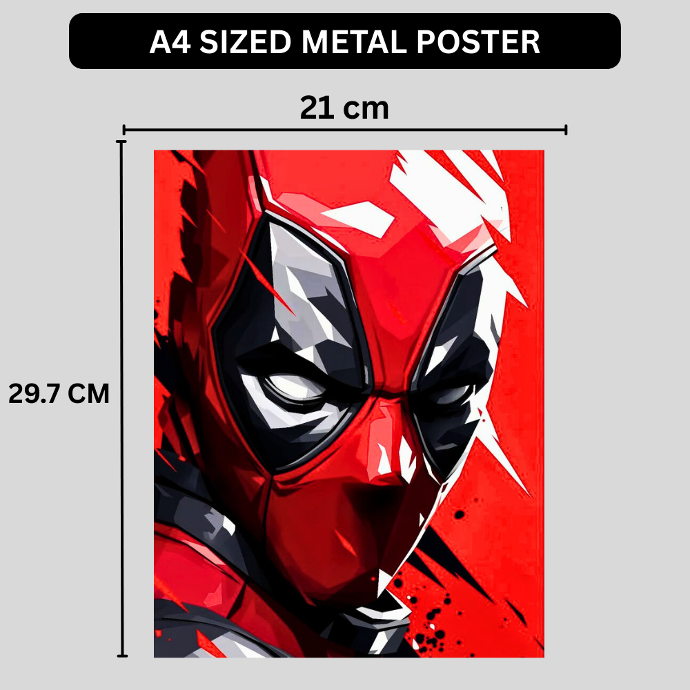 Premium Glossy Aluminium Metal Poster – Deadpool Art | HD Printed Aluminium Wall Decor for Bedroom, Gaming Room, Office & Studio | Waterproof, Fade-Proof Modern Wall Frame