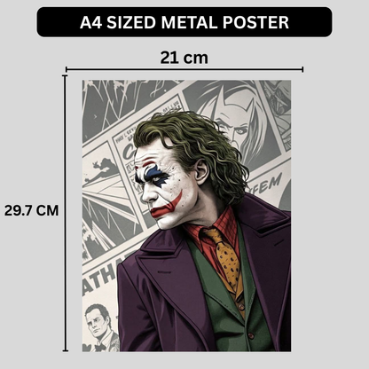 Premium Glossy Aluminium Metal Poster – Jok3r-Inspired Comic Artwork | HD Printed Aluminium Wall Decor for Bedroom, Gaming Room, Office & Studio | Waterproof, Fade-Proof Premium Wall Frame