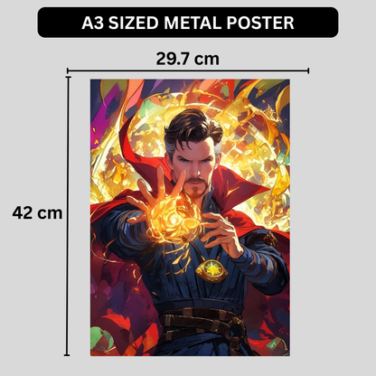 Premium Glossy Aluminium Metal Poster – Doctor Strange Inspired Mystic Magic Artwork | HD Printed Aluminium Wall Decor for Bedroom, Gaming Room, Office & Studio | Waterproof, Fade-Proof Superhero Wall Frame