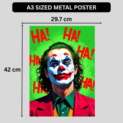 Premium Glossy Aluminium Metal Poster – Joker-Inspired Iconic Villain Artwork | HD Printed Aluminium Wall Decor for Bedroom, Gaming Room, Office & Studio | Waterproof, Fade-Proof Stylish Wall Frame
