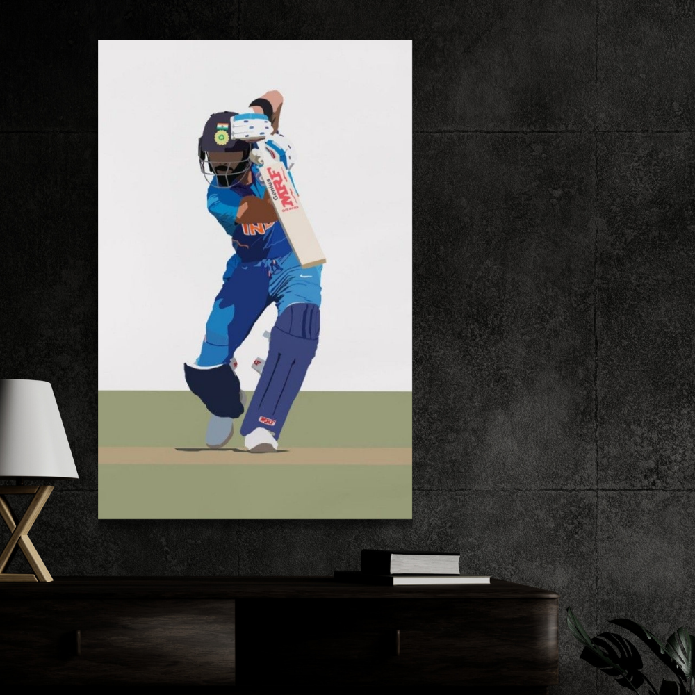 Premium Aluminium Glossy Frame | Cricket Wall Art | Metal Poster for Home Decor | Lightweight & Waterproof Panel | Perfect Gift for Cricket Lovers | Bedroom, Living Room, Office Decoration