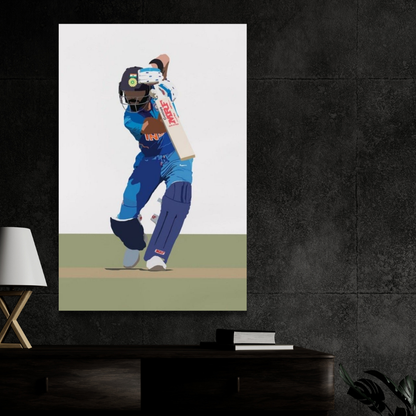 Premium Aluminium Glossy Frame | Cricket Wall Art | Metal Poster for Home Decor | Lightweight & Waterproof Panel | Perfect Gift for Cricket Lovers | Bedroom, Living Room, Office Decoration