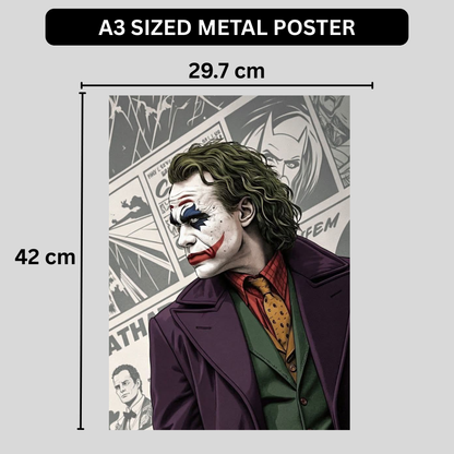 Premium Glossy Aluminium Metal Poster – Jok3r-Inspired Comic Artwork | HD Printed Aluminium Wall Decor for Bedroom, Gaming Room, Office & Studio | Waterproof, Fade-Proof Premium Wall Frame
