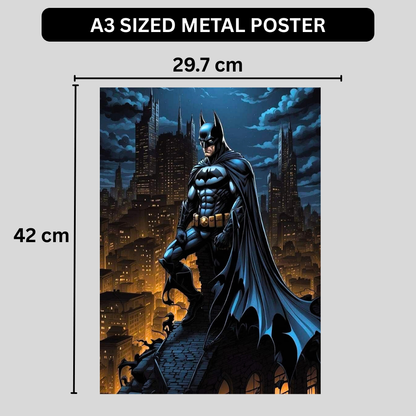 Premium Glossy Aluminium Metal Poster – Batman-Inspired Dark Knight Artwork | HD Printed Aluminium Wall Decor for Bedroom, Gaming Room, Office & Studio | Waterproof, Fade-Proof Superhero Wall Frame