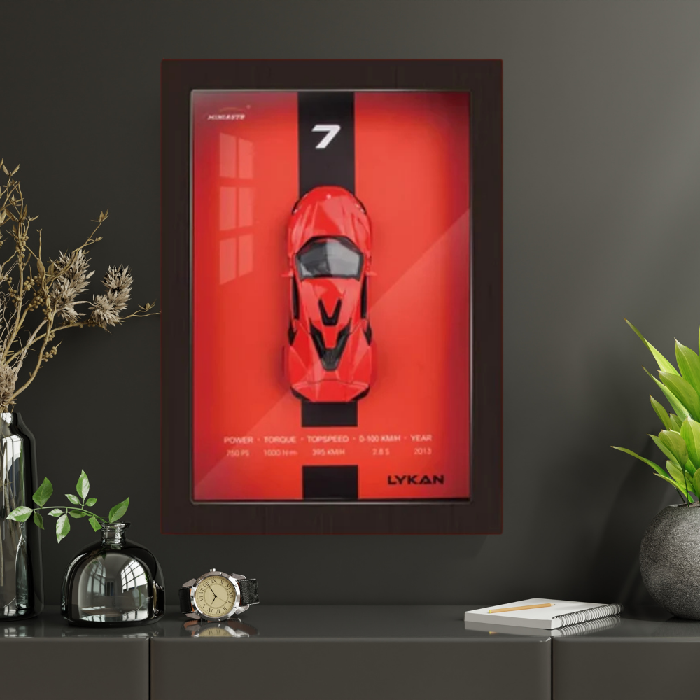 Lykan Hypersport Diecast Car Frame 1:32  – 3D Wall Art