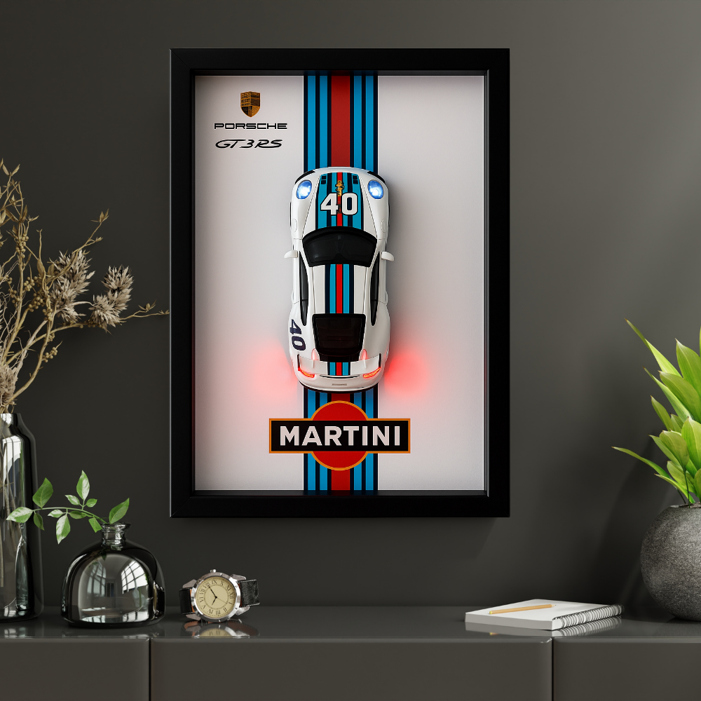 Porsche GT3RS Martini 3D Supercar Wall Art – Diecast Car 1:32 Model