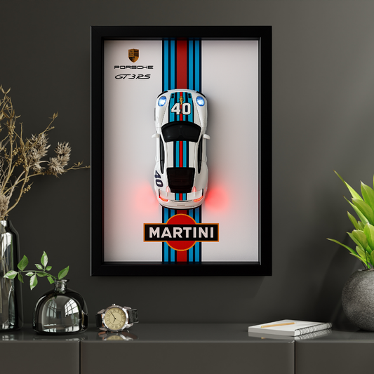 Porsche GT3RS Martini 3D Supercar Wall Art – Diecast Car 1:32 Model