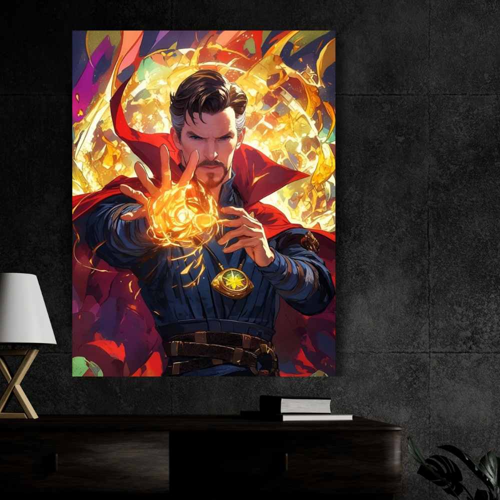 Premium Glossy Aluminium Metal Poster – Doctor Strange Inspired Mystic Magic Artwork | HD Printed Aluminium Wall Decor for Bedroom, Gaming Room, Office & Studio | Waterproof, Fade-Proof Superhero Wall Frame