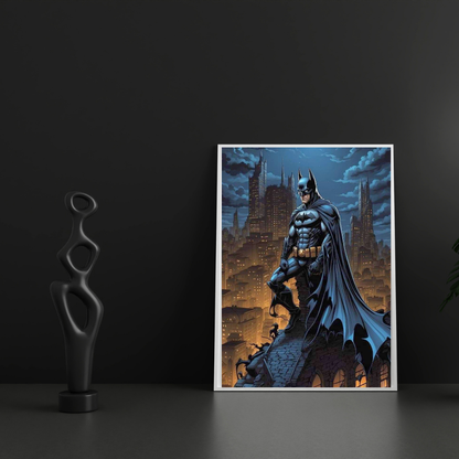 Premium Glossy Aluminium Metal Poster – Batman-Inspired Dark Knight Artwork | HD Printed Aluminium Wall Decor for Bedroom, Gaming Room, Office & Studio | Waterproof, Fade-Proof Superhero Wall Frame