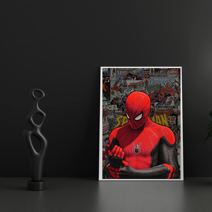 Premium Glossy Aluminium Metal Poster – Spider-Man Inspired Comic Suit Artwork | HD Printed Aluminium Wall Decor for Bedroom, Gaming Room, Office & Studio | Waterproof, Fade-Proof Superhero Wall Frame