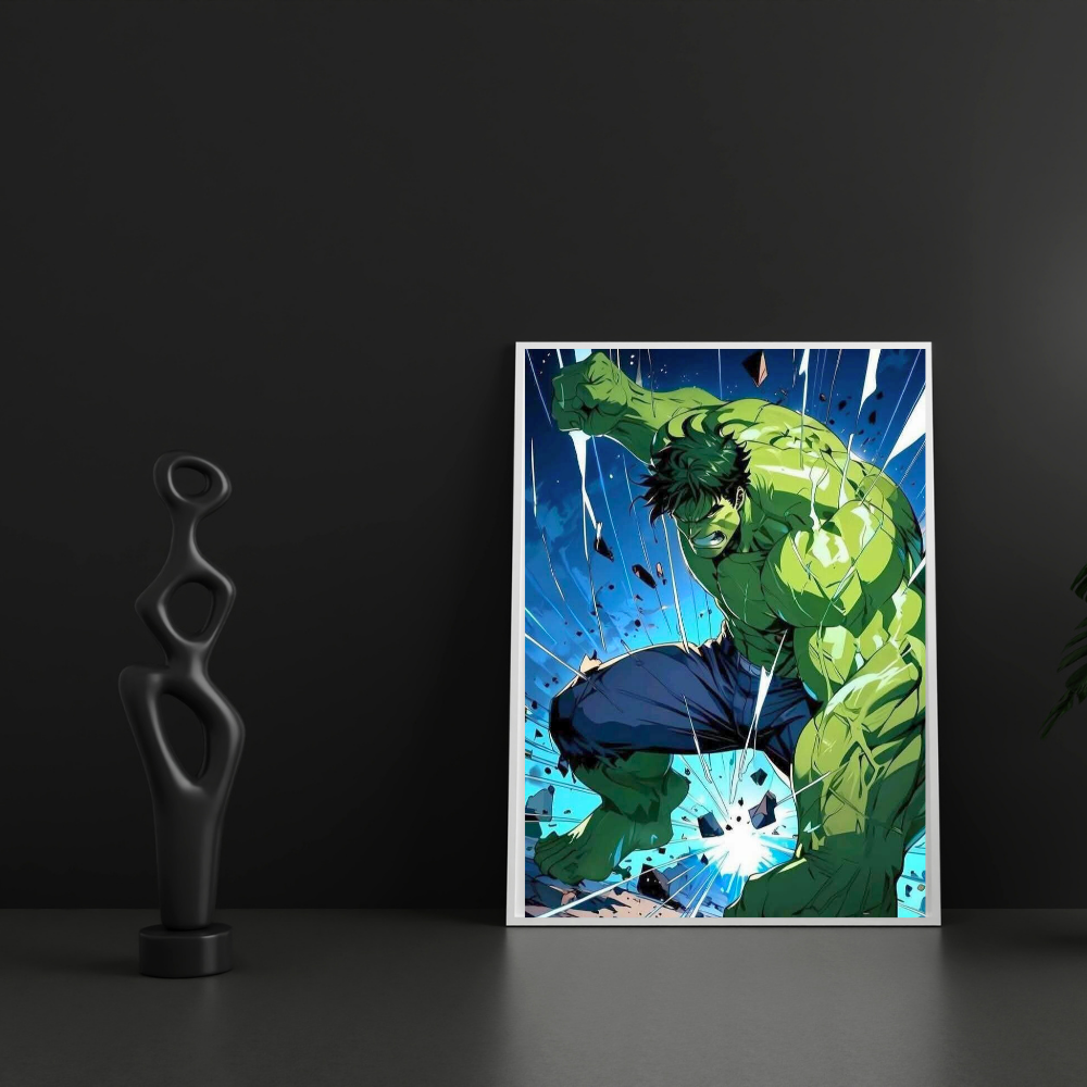 Premium Glossy Aluminium Metal Poster – Hu1k-Inspired Smash Action Artwork | HD Printed Aluminium Wall Decor for Bedroom, Gaming Room, Office & Studio | Waterproof, Fade-Proof Superhero Wall Frame