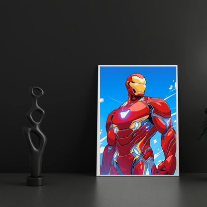 Premium Glossy Aluminium Metal Poster – Iron Man Inspired Red & Gold Armour Artwork | HD Printed Aluminium Wall Decor for Bedroom, Gaming Room, Office & Studio | Waterproof, Fade-Proof Superhero Wall Frame