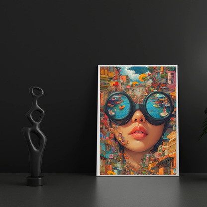 Premium Glossy Aluminium Metal Poster – Surreal City Reflection Art | Luxury HD Printed Aluminium Wall Decor for Bedroom, Living Room, Office & Studio | Waterproof, Fade-Proof Modern Art Frame