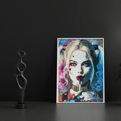 Premium Glossy Aluminium Metal Poster – Harley Quinn Inspired Graffiti Art | HD Printed Metal Wall Decor for Bedroom, Gaming Room, Living Room & Office | Waterproof, Fade-Proof Aluminium Frame