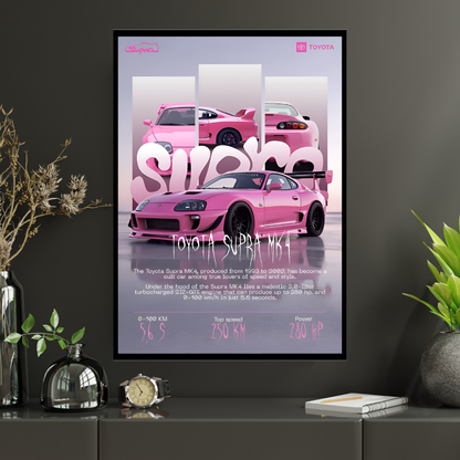 Supra MK4 Framed Car Wall Art – Premium Automotive Decor for Car Enthusiasts