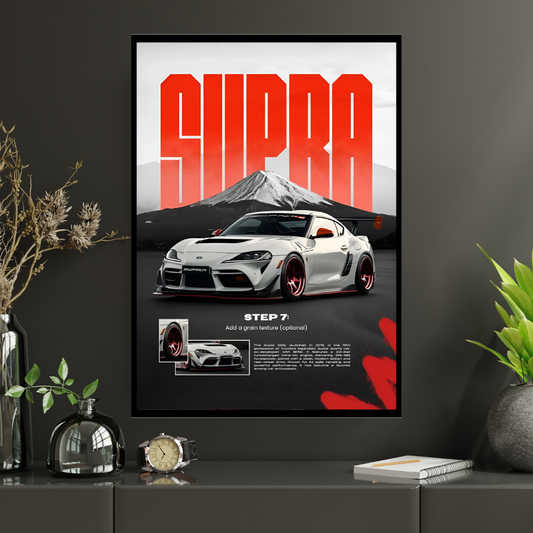 Toyota Supra Framed Car Wall Art – Premium Automotive Decor for Car Enthusiasts