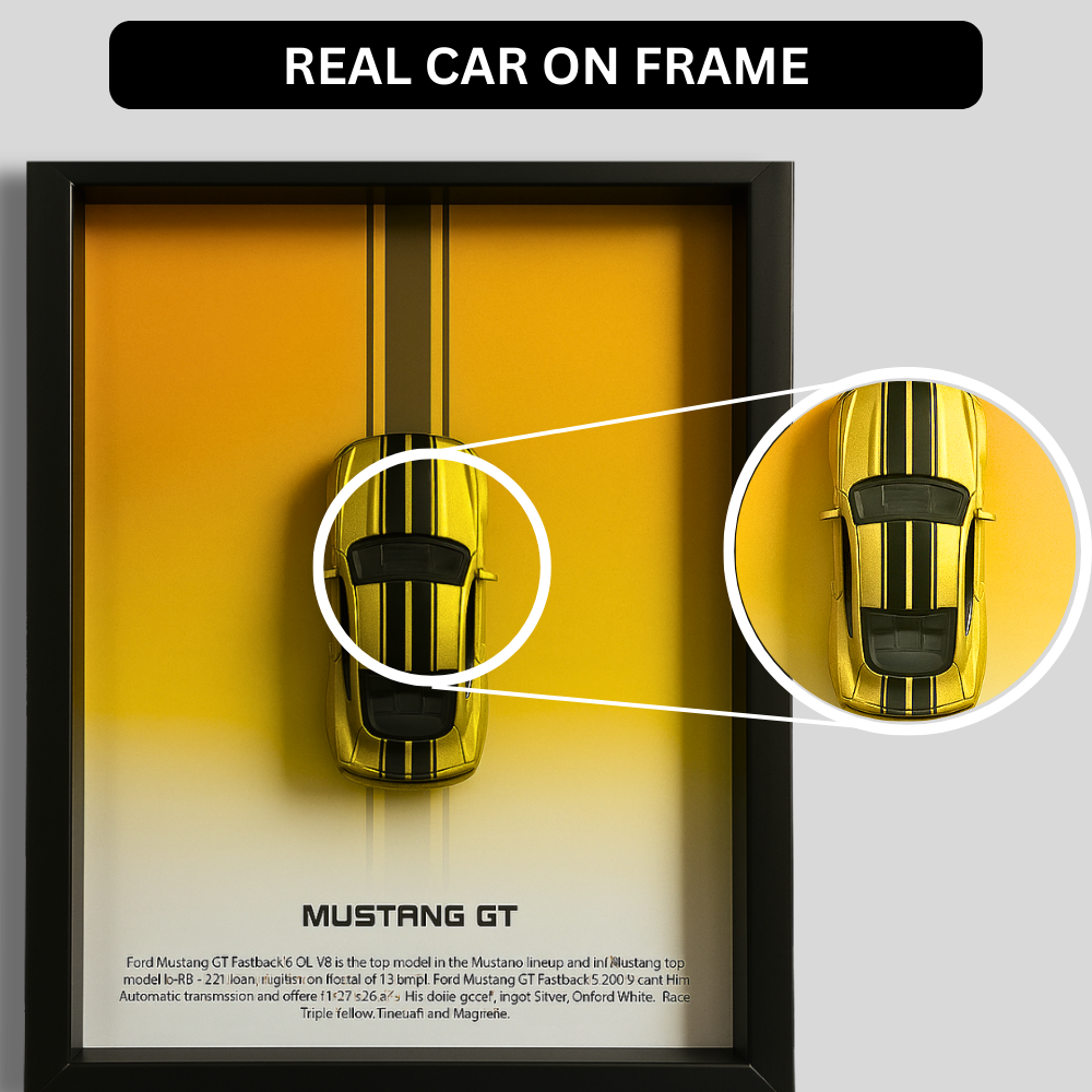 Ford Mustang GT Diecast Car Frame 1:64  – 3D Wall Art