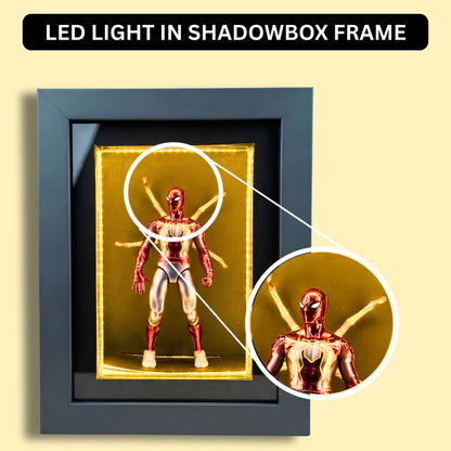 Marvel Spider-Man Shadow Box Frame with LED Light | Premium 3D Spider-Man Action Figure Display Case | Collectible Superhero Shadow Box Frame | Wall Mounted & Tabletop Display | Gift for Marvel Fans
