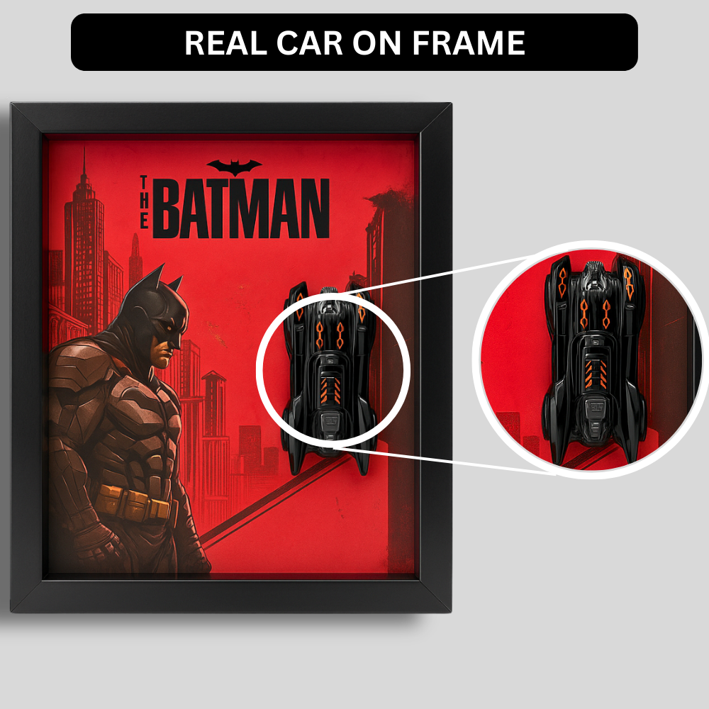 Batman Batmobile V2 3D Framed Collectible Display – Diecast Car 1:64 Model